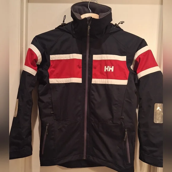 Helly Hansen Crew Hooded Women's  Large Jacket Black Red White Waterproof, HH - Picture 2 of 11